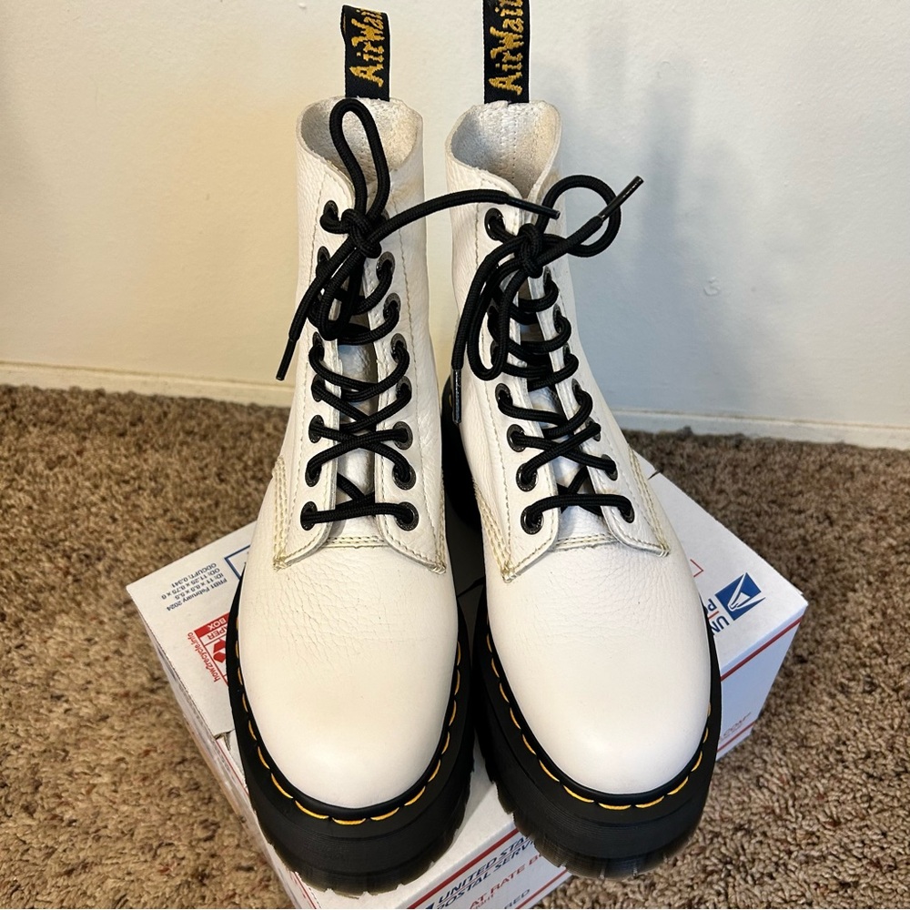 Dr. Martens Quad Max White Leather Women's Boots